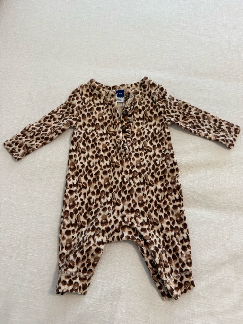 Old Navy Leopard Print Baby One-Piece Romper in Brown and Cream